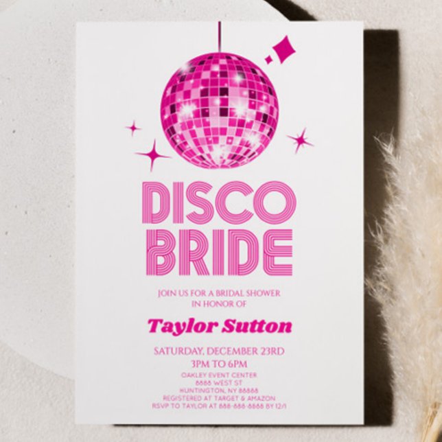 Invitación Película de disco rosado, bola, disco, ducha de no (Subido por el creador)