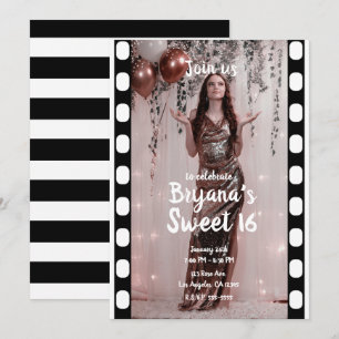 Invitación Película de Hollywood Cine Fotografía Dulces 16