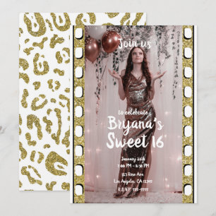 Invitación Película de Hollywood Foto de Guepardo Blanco Dulc