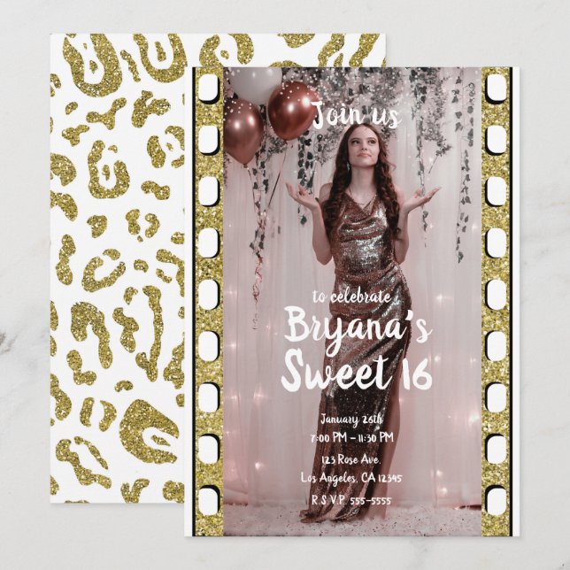 Invitación Película de Hollywood Película "Cheetah Sweet 16"  (Anverso / Reverso)