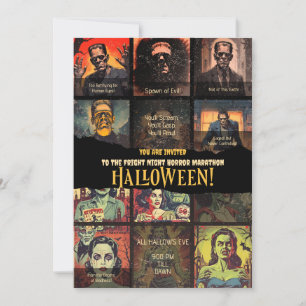 Invitación Película de Monstruo Retro Horror Halloween Party