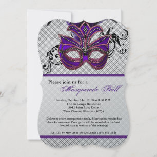 Invitación Película de pelota de máscaras moradas disfraz Hal