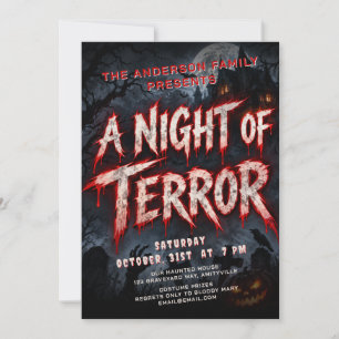 Invitación Película de terror espeluznante Fiesta de Hallowee