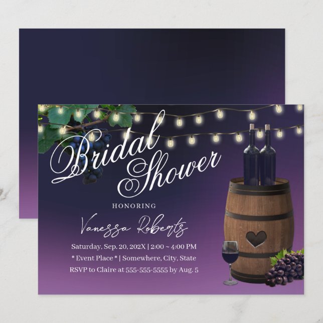 Invitación Película de vino morado de barril de rábano vitíco (Anverso / Reverso)