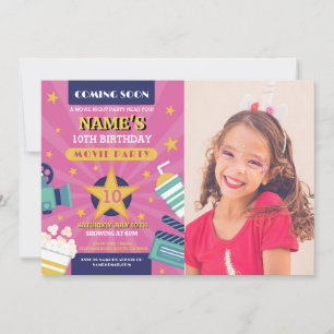 Invitación Película nocturna Cine fiesta de cumpleaños foto r