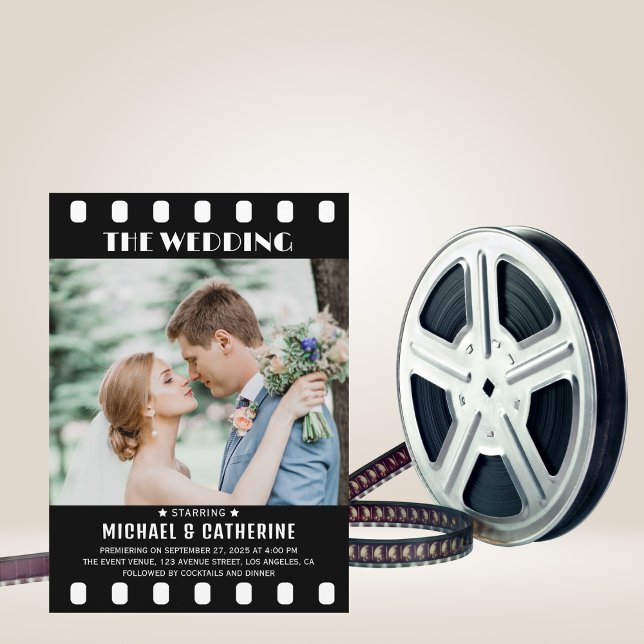 Invitación Película Poster Tira de película Boda blanco y neg (Subido por el creador)