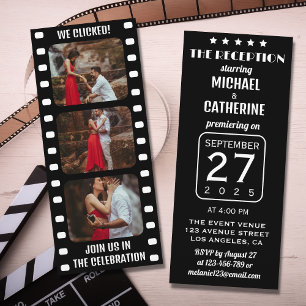 Invitación Película Strip Boda De Cine Blanco Y Negro