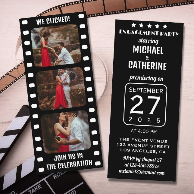 Invitación Película Strip Boda De Cine Blanco Y Negro (Subido por el creador)