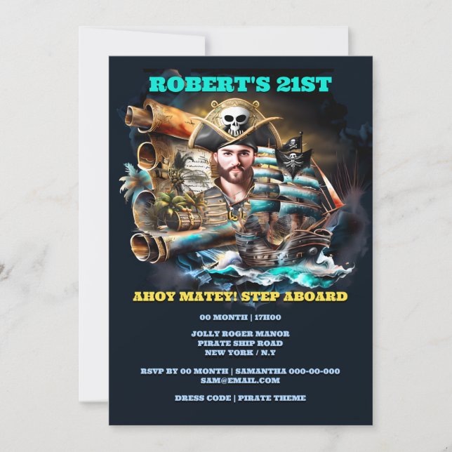 Invitación Película temática pirata sobre el tema de hallowee (Anverso)