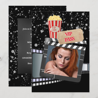 Invitación Película VIP foto elegante fiesta temática de Holl