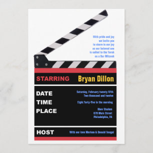 Invitación PELÍCULAS HOLLYWOOD Bar Temático Bar Mitzvah Invit