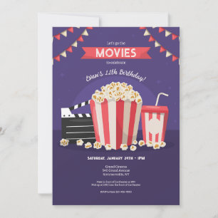 Invitación Películas y palomitas de maíz