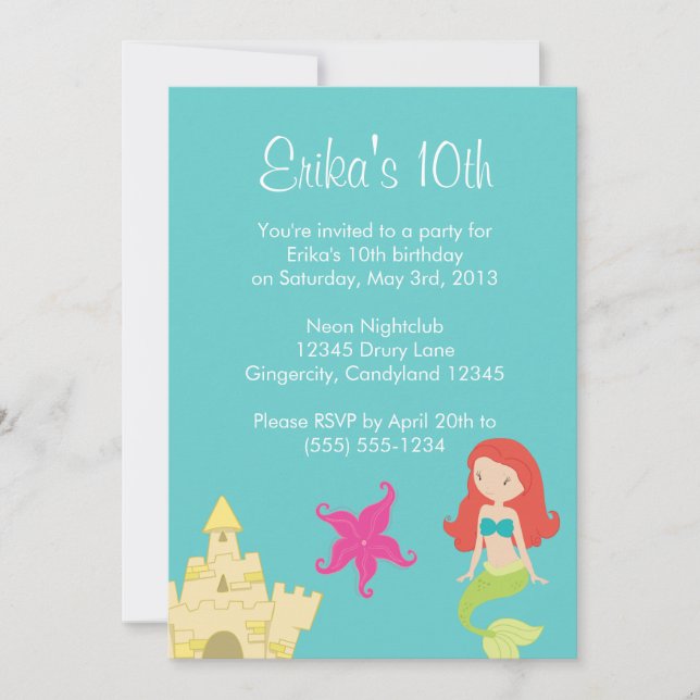 Invitación pelirroja del mar de la sirena (Anverso)