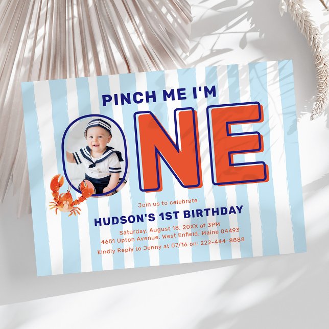 Invitación Pellízcame Cumplo 1 Año Langosta (Subido por el creador)