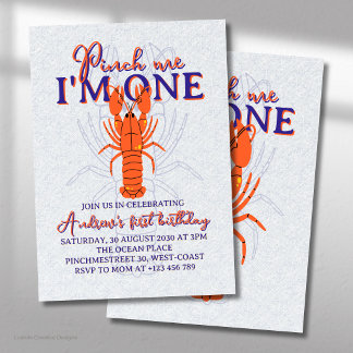 Invitación Pellízcame Cumplo Uno Cumpleaños Primer Langostino