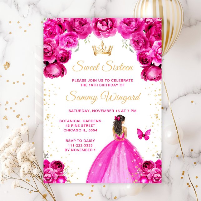 Invitación Pelo de brunette caliente princesa dulce dieciséis (Subido por el creador)