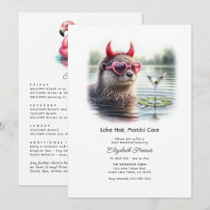 Invitación Pelo de lago, cuidado con el martini, despedida de