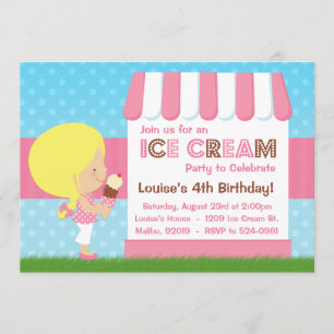 Invitación Pelo rubio de la fiesta de cumpleaños del helado