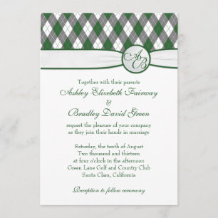 Invitación Pelota de golf de Argyle Golfing la boda verde del