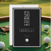 Pelota de Golf Elegante Blanco y Negro Cumpleaños