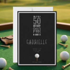 Invitación Pelota de Golf Elegante Blanco y Negro Cumpleaños