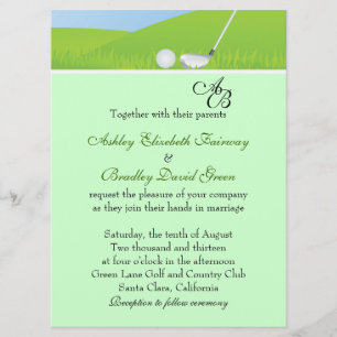 Invitación Pelota de golf Golfing la boda verde del monograma