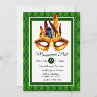 Invitación Pelota de máscaras, estilo verde