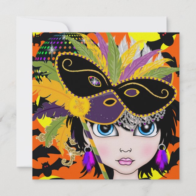 Invitación Pelota de Masquerade / Festival / Fiesta de disfra (Anverso)