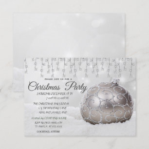 Invitación Pelota de Navidades blancos, Fiesta de Navidades d