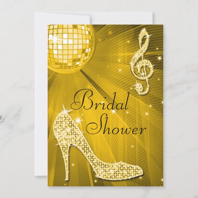 Invitación Pelota de oro disco y ducha de novias con tobillos (Anverso)