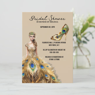 Invitación Pelota de plumas de pavo real que hizo que la novi