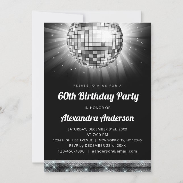 Invitación Pelota Disco de 70 años de la fiesta de cumpleaños (Anverso)