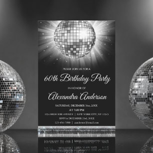 Invitación Pelota Disco de 70 años de la fiesta de cumpleaños