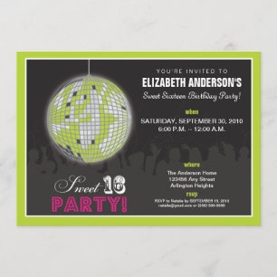 Invitación Pelota Disco Dulce 16 Invite a fiesta de cumpleaño