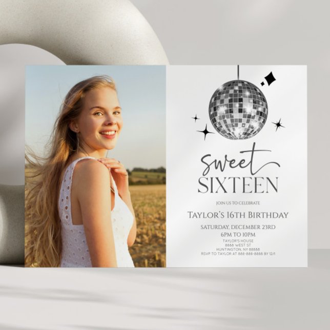 Invitación Pelota Disco Dulce Dieciséis Fiesta de Cumpleaños (Subido por el creador)