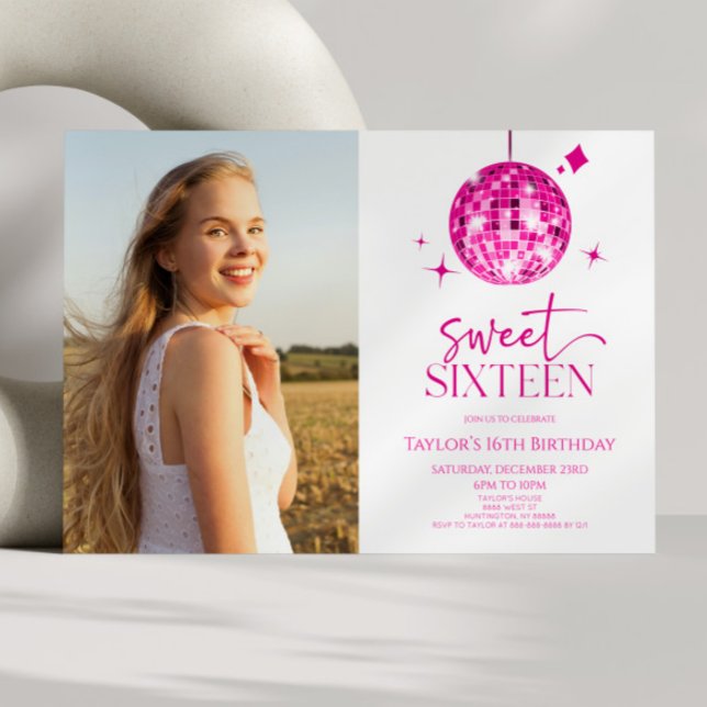 Invitación Pelota Disco Dulce Dieciséis Fiesta de Cumpleaños (Subido por el creador)