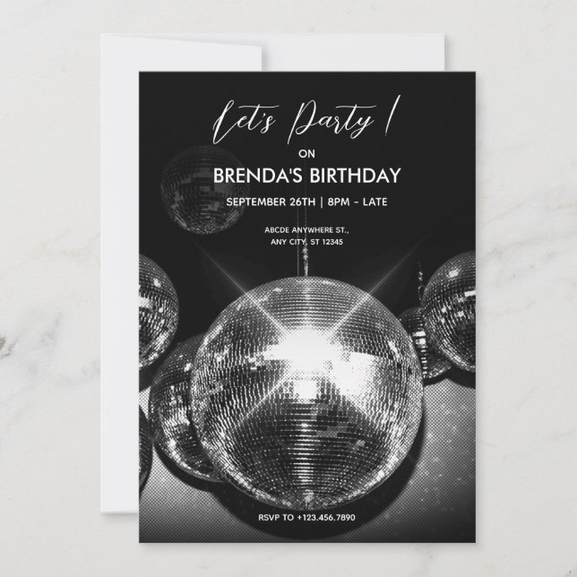 Invitación Pelota disco Ilumina fiesta de cumpleaños (Anverso)