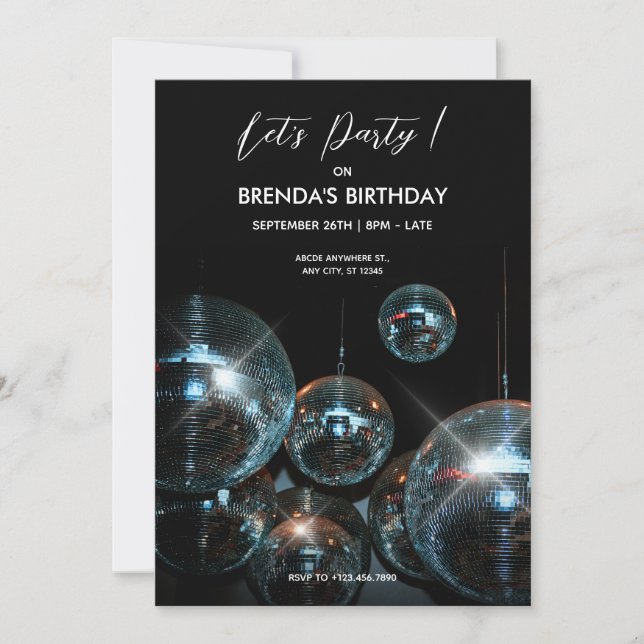 Invitación Pelota disco Ilumina fiesta de cumpleaños (Anverso)