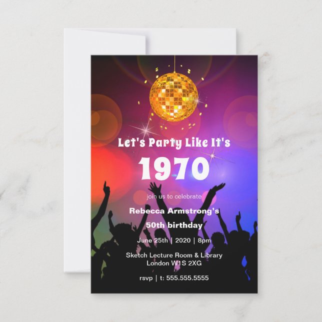 Invitación Pelota Disco| Vamos Fiesta como si fuera| Cumpleañ (Anverso)