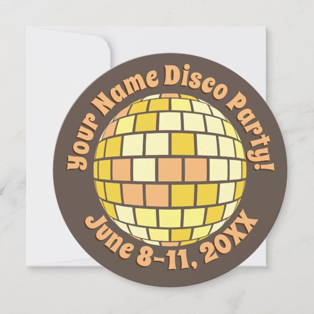 Invitación Pelota Retro Gold Disco PERSONALIZADA (Anverso)