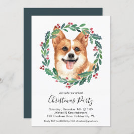 Invitación Pembroke Welsh Corgi Perro Fiesta Navidades elegan