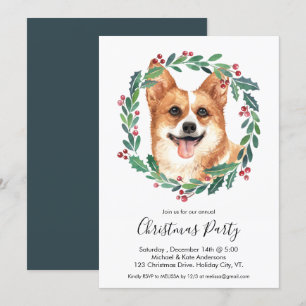 Invitación Pembroke Welsh Corgi Perro Fiesta Navidades elegan