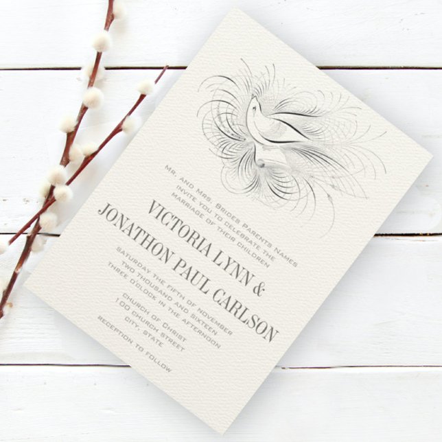 Invitación Pen Flourish Vintage Love bird Wedding Invitation (Subido por el creador)