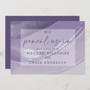 Invitación Pencil Moderno Us Plum Watercolor Strokes