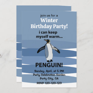 Invitación Penguin Cute Winter Fiesta Cumpleaños