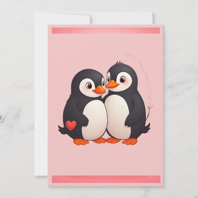 Invitación Penguin Love Party Invitation (Anverso)