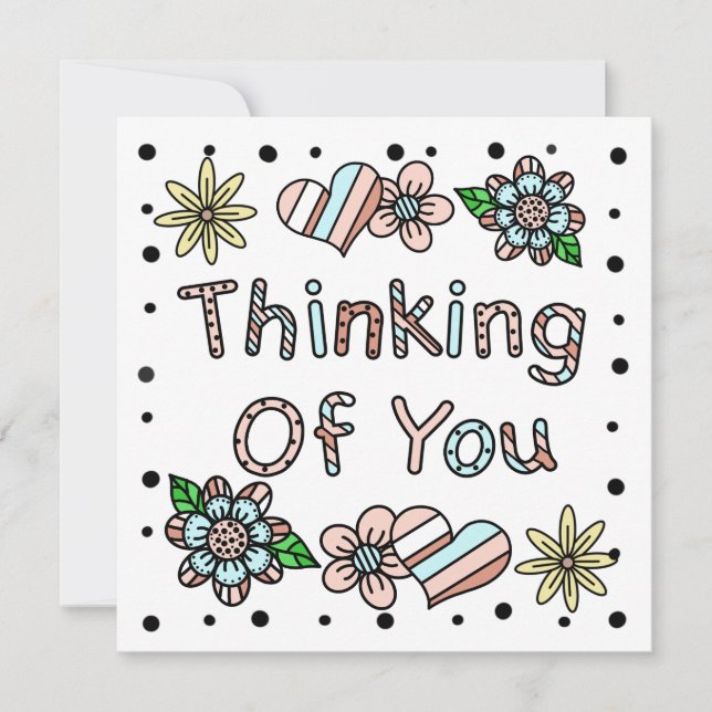 Invitación Pensando en ti | Floral caprichosa (Anverso)