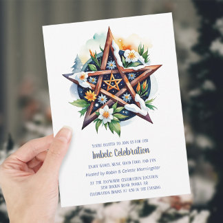 Invitación Pentáculo de nieve floral de Imbolc