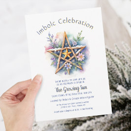 Invitación Pentáculo de nieve floral de Imbolc Morado en Wicc