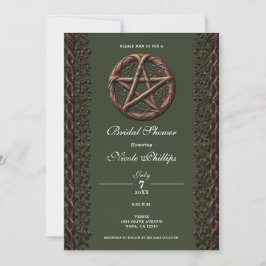 Invitación Pentáculo de ramita de madera verde oliva para des